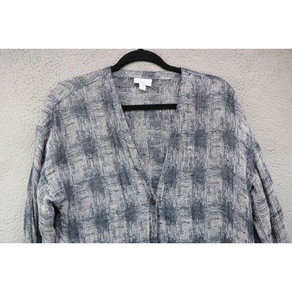 Pure Jill Linen Blend Long Open Cardigan-Size Small-One Button-Pockets - Picture 4 of 9